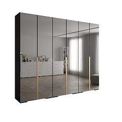 Abiks Meble Inova 1 Armoire avec miroir et portes battantes 236,7/300/47 6 Portes (nero/d’oro)