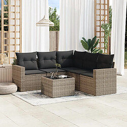 Maison Chic Salon de jardin 6 pcs avec coussins | Ensemble de Table et chaises | Mobilier d'Extérieur gris résine tressée -GKD99749