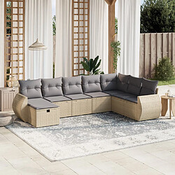 vidaXL Salon de jardin avec coussins 8pcs mélange beige résine tressée 