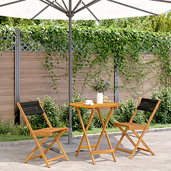 vidaXL Ensemble de bistro 3 pcs noir polypropylène et bois massif 