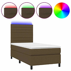 Maison Chic Lit adulte- Lit + matelas,Sommier à lattes de lit et matelas et LED Marron foncé 90x190cm -GKD76219