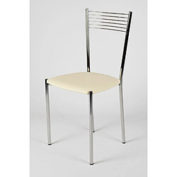 Tommychairs - Set 4 chaises Elegance pour Cuisine et Salle à Manger, Structure en Acier chromé et Assise en Cuir Artificiel Ivoire