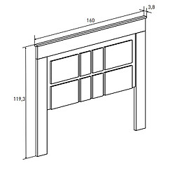 Pegane Tête de lit avec pieds coloris chêne cambrian, blanc - Longueur 160 x profondeur 3,8 x hauteur 119,3 cm