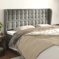 Maison Chic Tête de lit scandinave avec oreilles,meuble de chambre Gris clair 163x23x118/128 cm Velours -MN67374