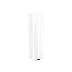 ECD Germany Sèche-Serviettes Stella Non Électrique - 480 x 1400 mm - Blanc - Connexion Central - avec Kit de Raccordement au Sol et Thermostat - Design Panneau Plat - Radiateur Salle de Bain