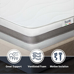 Avis The White Stone Matelas Simple XL 135x200 à mémoire de forme orthopédique | Hauteur 20 cm | Made in Italy