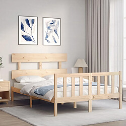 Avis Maison Chic Cadre/structure de lit avec tête de lit pour adulte - Lit Moderne Chambre 120x200 cm bois massif -MN29502