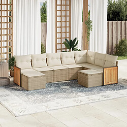 vidaXL Salon de jardin avec coussins 9 pcs beige résine tressée 