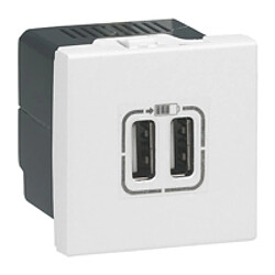 chargeur usb 230v/5v 2 ports 2 modules legrand mosaic blanc