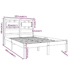 vidaXL Cadre de lit Marron miel Bois massif 150x200 cm Très grand pas cher