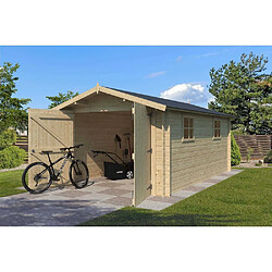 Gardenas Garage en épicéa massif double porte 16.16 m² Avec gouttière.