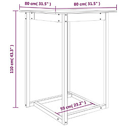 vidaXL Table de bar Gris 80x80x110 cm Bois massif de pin pas cher