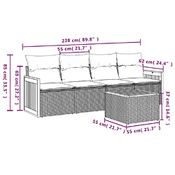 Avis vidaXL Salon de jardin 5 pcs avec coussins noir résine tressée