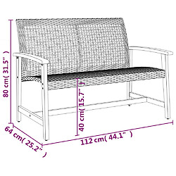 vidaXL Salon de jardin 5 pcs beige résine tressée et bois d'acacia pas cher