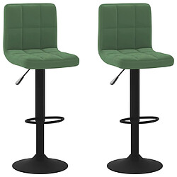 vidaXL Tabourets de bar lot de 2 vert foncé velours