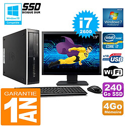 PC HP Compaq 8300 SFF Core I7-2600 Ram 4Go Disque 240 Go SSD Wifi W7 Ecran 19" · Occasion 