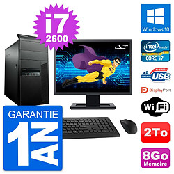 PC Tour Lenovo M91p Ecran 22" Core i7-2600 RAM 8Go Disque 2To Windows 10 Wifi · Occasion 