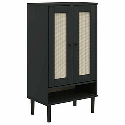 vidaXL Armoire à chaussures SENJA aspect rotin noir bois massif