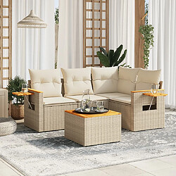 vidaXL Salon de jardin avec coussins 5 pcs beige résine tressée