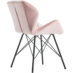 Decoshop26 Lot de 2 chaises de salle à manger en tissu velours rose couture triangle pieds en métal design Eiffel CDS09337 pas cher