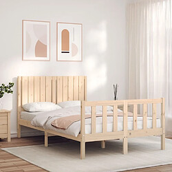 Maison Chic Cadre/structure de lit avec tête de lit pour adulte - Lit Moderne Chambre 120x200 cm bois massif -MN74752