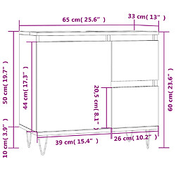 vidaXL Armoire de salle de bain noir 65x33x60 cm bois d'ingénierie pas cher