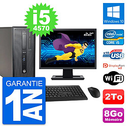 PC Tour HP EliteDesk 800 G1 Ecran 22" i5-4570 RAM 8Go Disque 2To Windows 10 Wifi · Occasion 