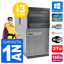 PC Tour Dell OptiPlex 990 Intel i3-2120 RAM 16Go Disque Dur 2To Windows 10 Wifi · Occasion 