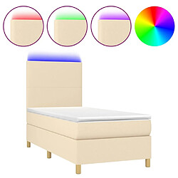 Maison Chic Lit adulte- Lit + matelas,Sommier à lattes de lit et matelas et LED Crème 100x200cm Tissu -GKD82755