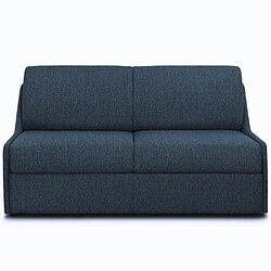 Inside 75 Canapé lit RISTRETTO express compact 140cm matelas 16cm tissu tweed bleu nuit