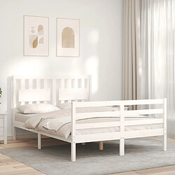 Avis Maison Chic Cadre/structure de lit avec tête de lit pour adulte - Lit Moderne Chambre blanc double bois massif -MN27769