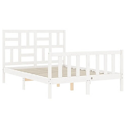 Maison Chic Cadre/structure de lit avec tête de lit pour adulte - Lit Moderne Chambre blanc double bois massif -MN57135 pas cher