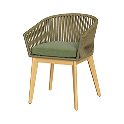 Rendez Vous Deco Chaise de jardin Olive en tissu vert et bois 