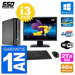 PC HP ProDesk 400 G1 SFF Ecran 19" Intel i3-4130 RAM 4Go SSD 2To Windows 10 Wifi · Occasion 