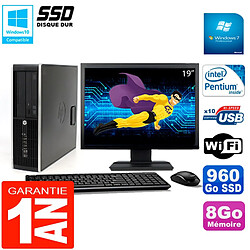 PC HP Compaq 8300 SFF Ecran 19" Intel G850 RAM 8Go Disque 960 Go SSD Wifi W7 - Occasion