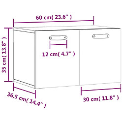 vidaXL Armoire murale Chêne fumé 60x36,5x35 cm Bois d'ingénierie pas cher