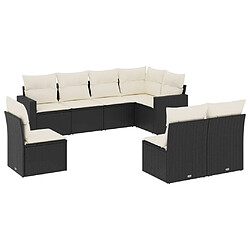 vidaXL Salon de jardin 8 pcs avec coussins noir résine tressée