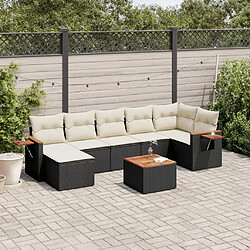 Maison Chic Ensemble Tables et chaises d'extérieur 8 pcs avec coussins,Salon de jardin noir résine tressée -GKD699274