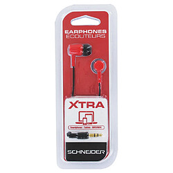 Schneider Écouteurs Xtra Intra-auriculaires Jack Confortables avec Embouts en Silicone Rouge / Noir