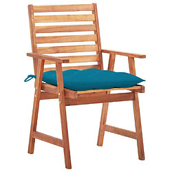 Maison Chic Lot de 3 Chaises à dîner de jardin avec coussins,Fauteuil/Chaises à manger d'extérieur Acacia massif -MN44184