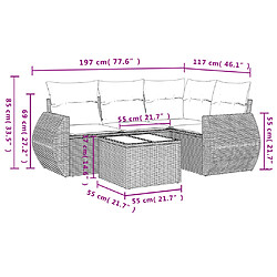 Avis Maison Chic Salon de jardin 5 pcs avec coussins | Ensemble de Table et chaises | Mobilier d'Extérieur gris résine tressée -GKD13336