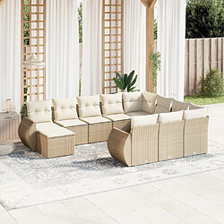 Maison Chic Salon de jardin 11 pcs avec coussins, Ensemble Tables et chaises d'extérieur beige résine tressée -GKD369663