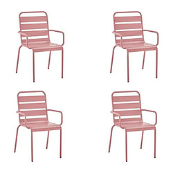 Lot de 4 fauteuils de jardin - Acier - Rose