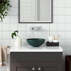 vidaXL Lavabo de salle de bain Céramique Vert foncé Rond