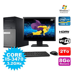 Lot PC Tour DELL 3010 MT I5-3470 Graveur 8Go 2To HDMI Wifi W7 + Ecran 22" - Occasion