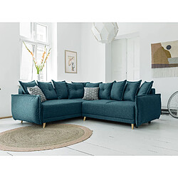 Bestmobilier Lena - canapé d'angle convertible - avec coffre - style scandinave - 5 places - gauche Lena - canapé d'angle convertible - avec coffre - style scandinave - 5 places - gauche - Bleu turquoise