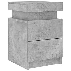 Maison Chic Table de chevet | Table de nuit avec lumières LED gris béton 35x39x55 cm -GKD71189 pas cher