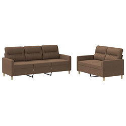 vidaXL Ensemble de canapés 2 pcs avec coussins Marron Tissu