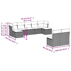 Acheter vidaXL Salon de jardin avec coussins 9 pcs marron résine tressée