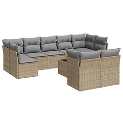 Maison Chic Salon de jardin avec coussins 10 pcs | Ensemble de Table et chaises | Mobilier d'Extérieur beige résine tressée -GKD59995